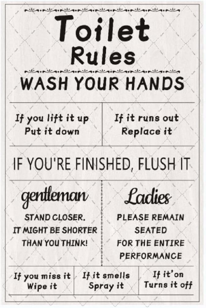 Home Bathroom Rules - Cusde Toilet Rules Metal Tin Sign
