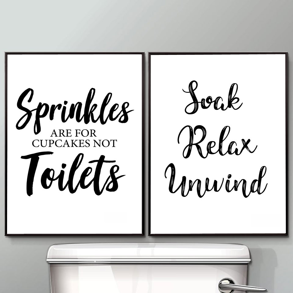 Home Bathroom Rules - Wall Art Canvas Painting Funny Bathroom