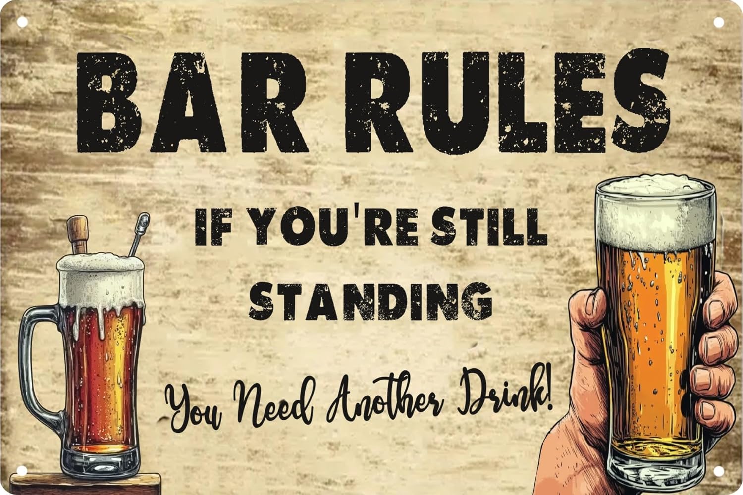 Home Bathroom Rules - Funny Retro Metal Tin Sign Bar