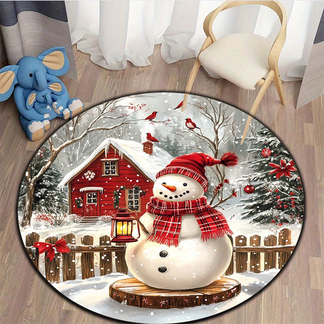 Home Bathroom Scene - Vintage Winter Snow Scene Circular Area