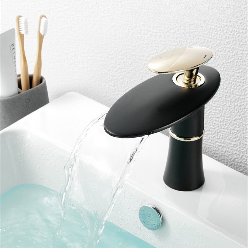 Home Hardware Bathroom Faucets - White/Black Gold Waterfall Basin Faucet Hot