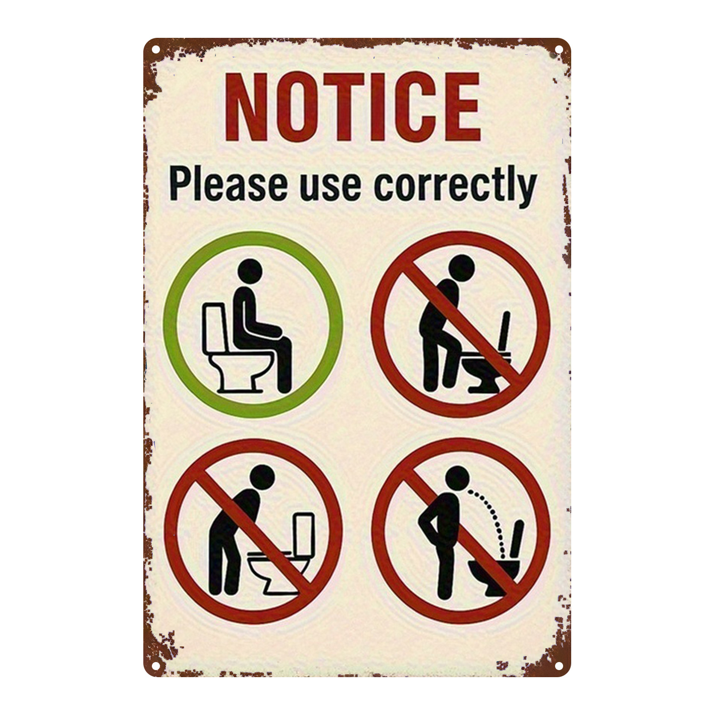 Home Bathroom Rules - Vintage Flat 2D Aluminum Wall Art