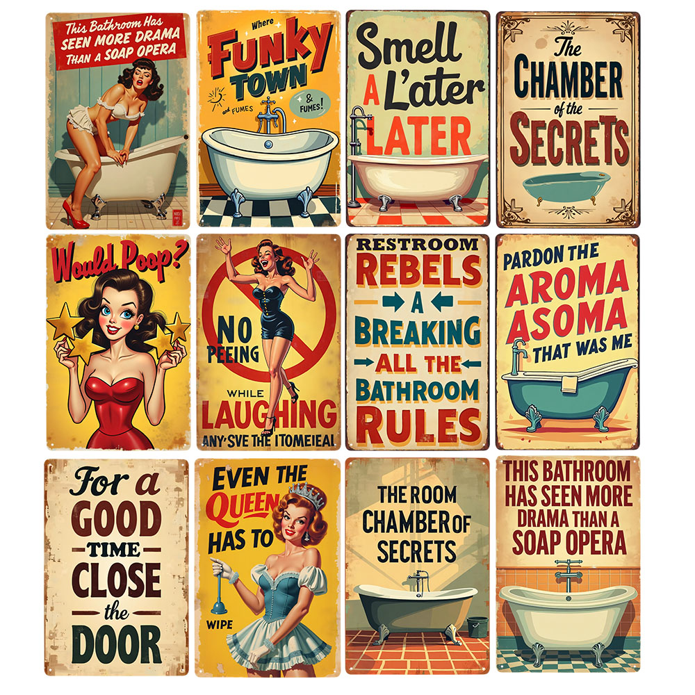 Funny Bathroom Rules Vintage M - đánh giá và giá Home Bathroom Rules
