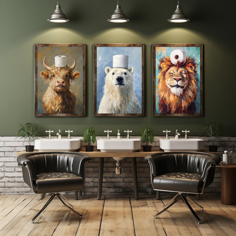 Cartoon Cute Funny Animals wit - đánh giá và giá Home Bathroom Pictures