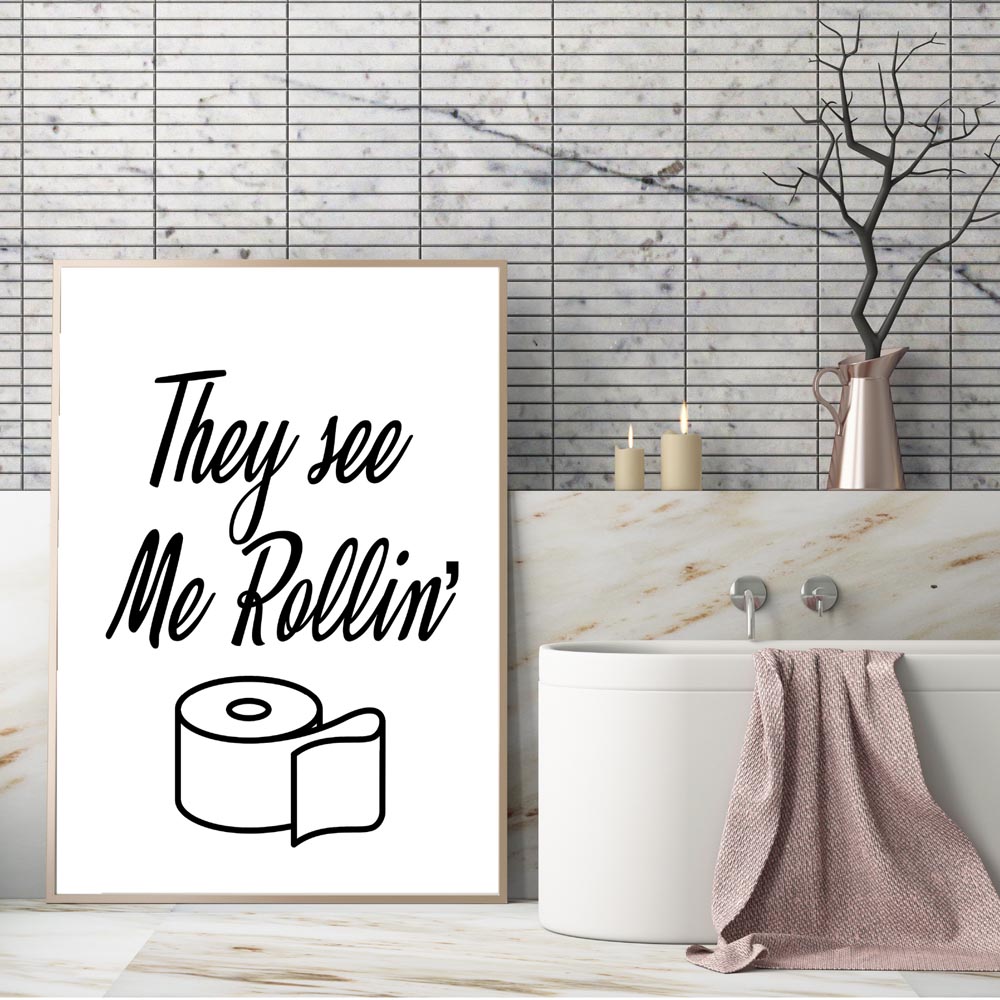 Wall Art Canvas Painting Funny - đánh giá và giá Home Bathroom Rules