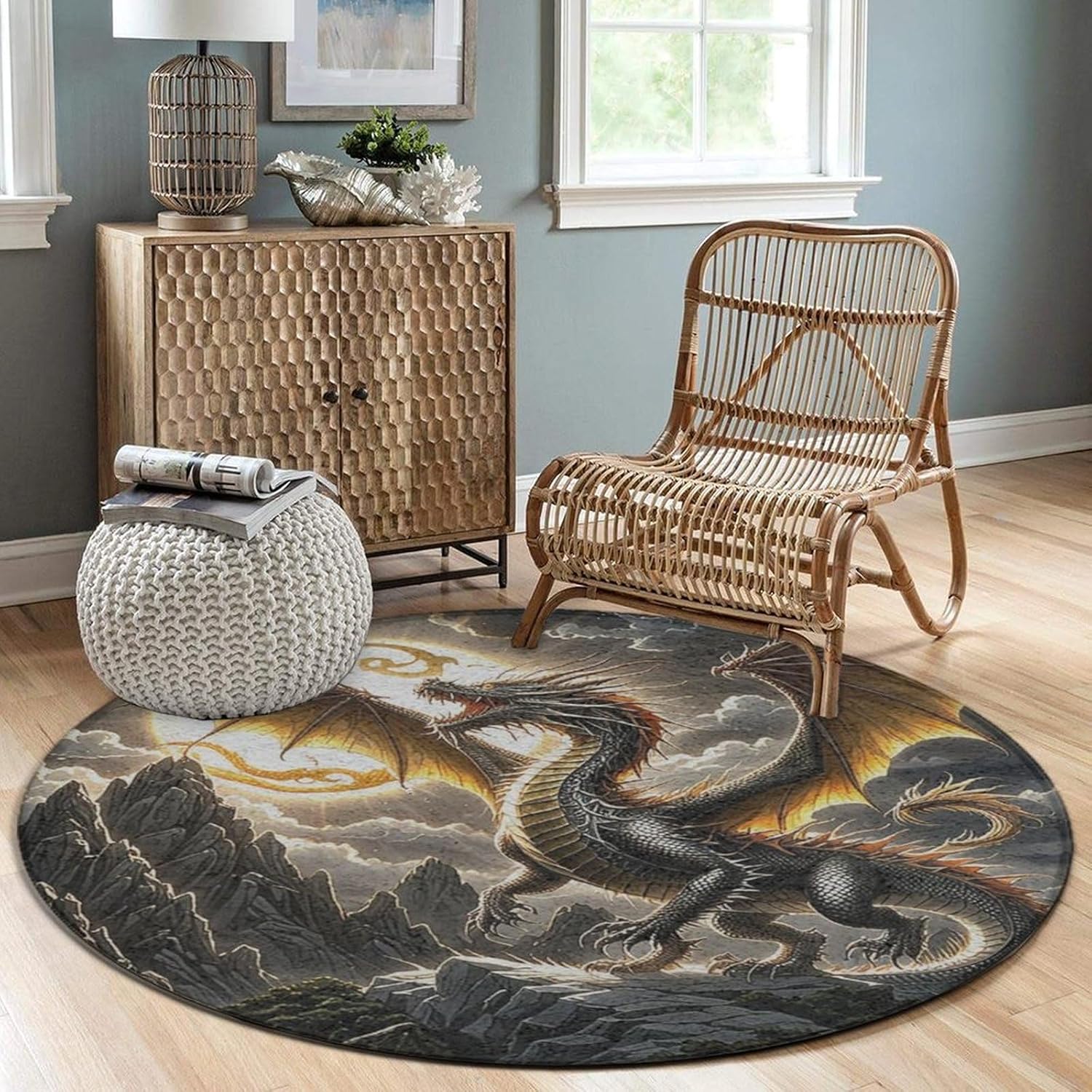 Majestic Dragon Round Rug Fant - đánh giá và giá Home Bathroom Scene