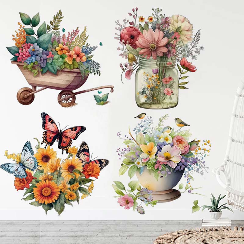 Rural Style Flower Watercolor  - đánh giá và giá Home Bathroom Wall Tiles