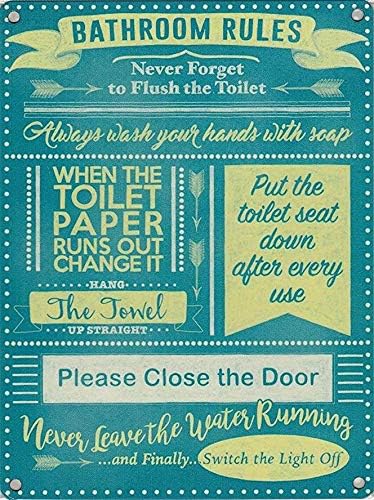 Vintage Style Metal Wall Sign  - đánh giá và giá Home Bathroom Rules