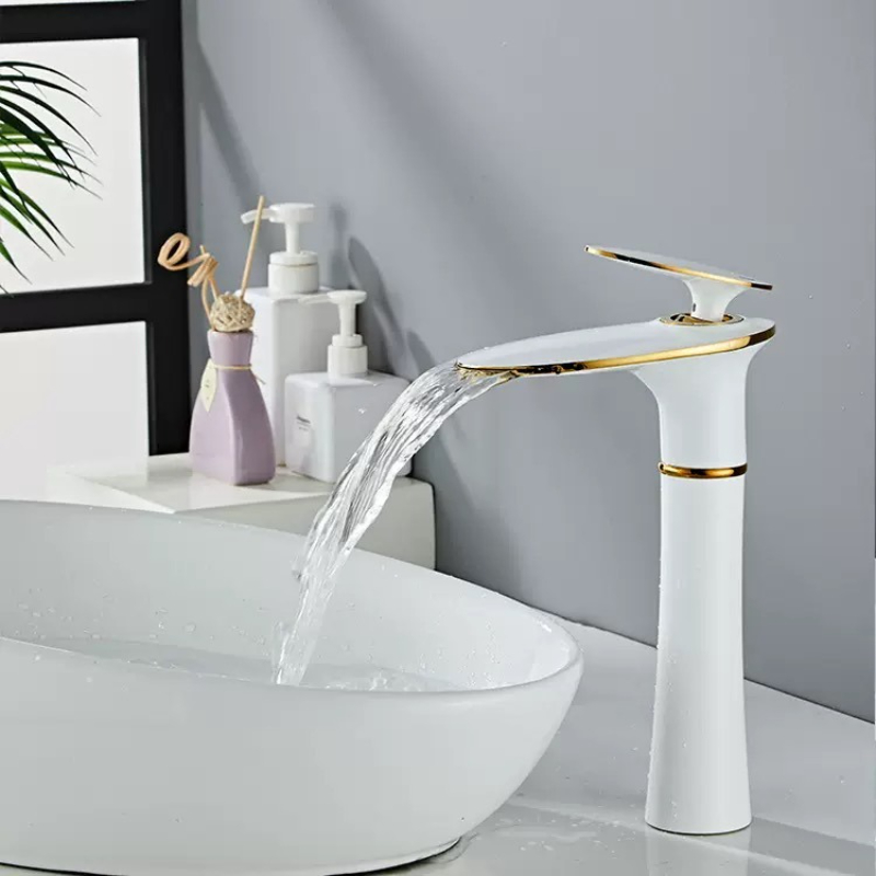 White/Black Gold Waterfall Bas - đánh giá và giá Home Hardware Bathroom Faucets
