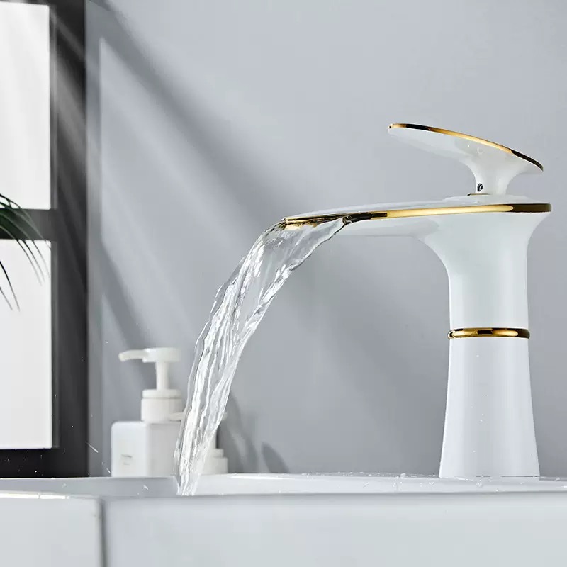 White/Black Gold Waterfall Bas - đánh giá và giá Home Hardware Bathroom Faucets