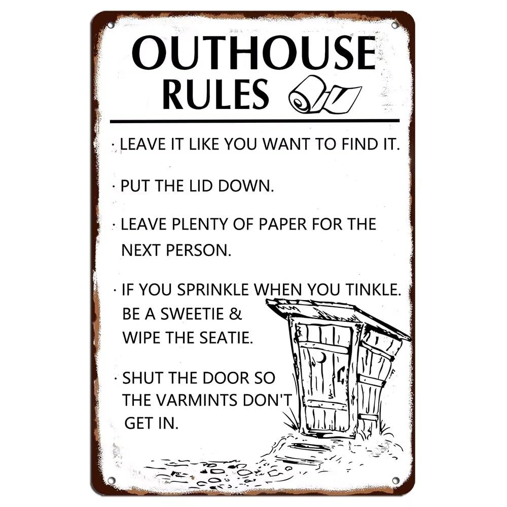 Outhouse Rules Metal Tin Sign  - đánh giá và giá Home Bathroom Rules