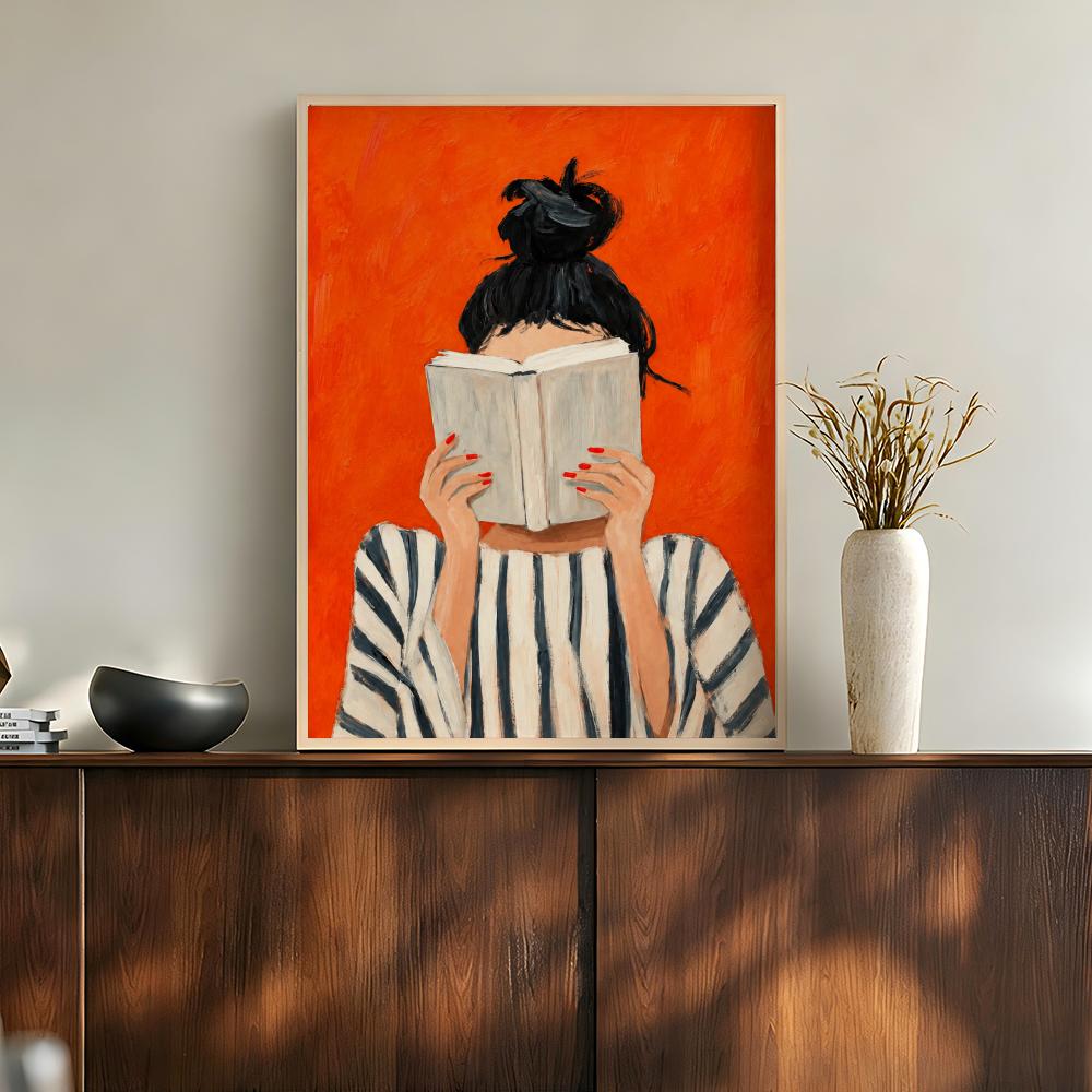 Orange Cozy Women Reading Coff - đánh giá và giá Home Bathroom Scene