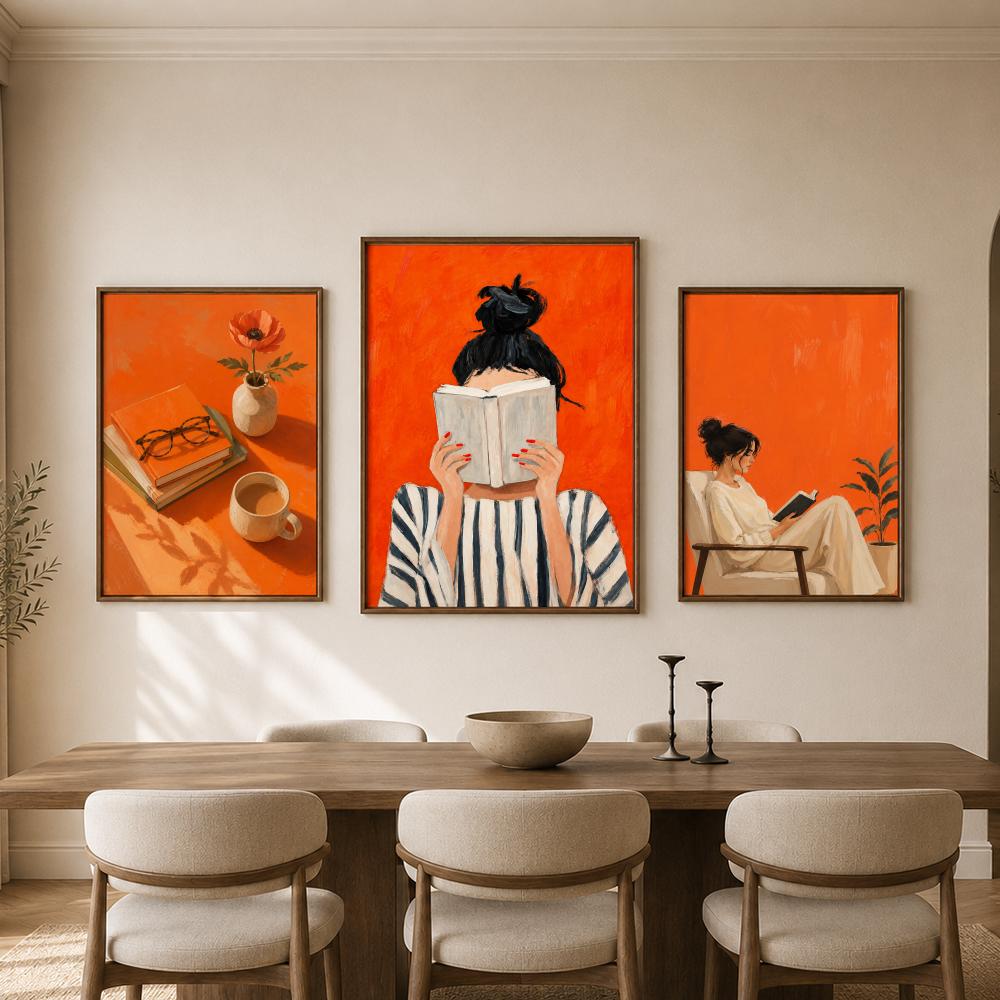 Orange Cozy Women Reading Coff - đánh giá và giá Home Bathroom Scene