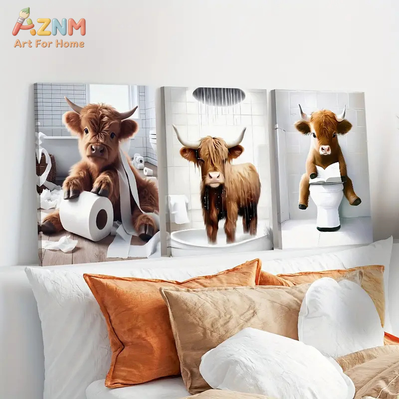AZNM Funny Highland Cow Bathro - đánh giá và giá Home Bathroom Scene