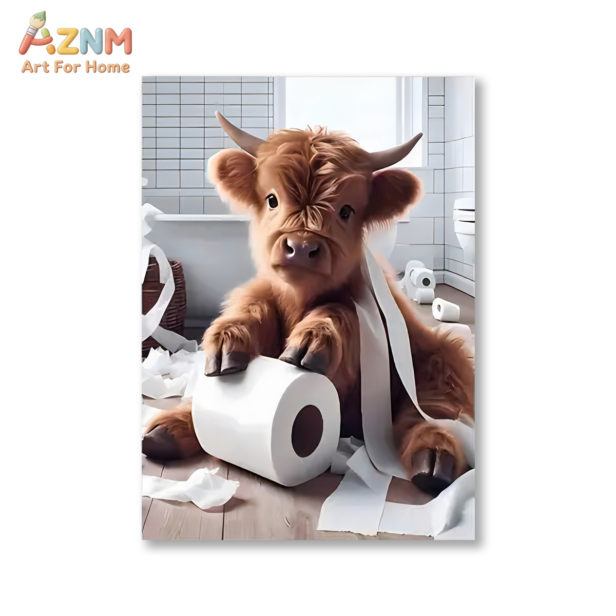 AZNM Funny Highland Cow Bathro - đánh giá và giá Home Bathroom Scene