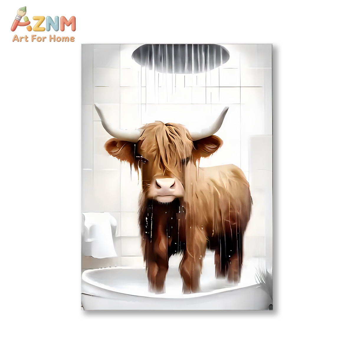 AZNM Funny Highland Cow Bathro - đánh giá và giá Home Bathroom Scene