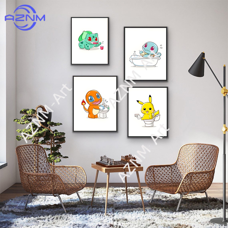 Pokemon Cartoon Funny Canvas P - đánh giá và giá Home Bathroom Pictures