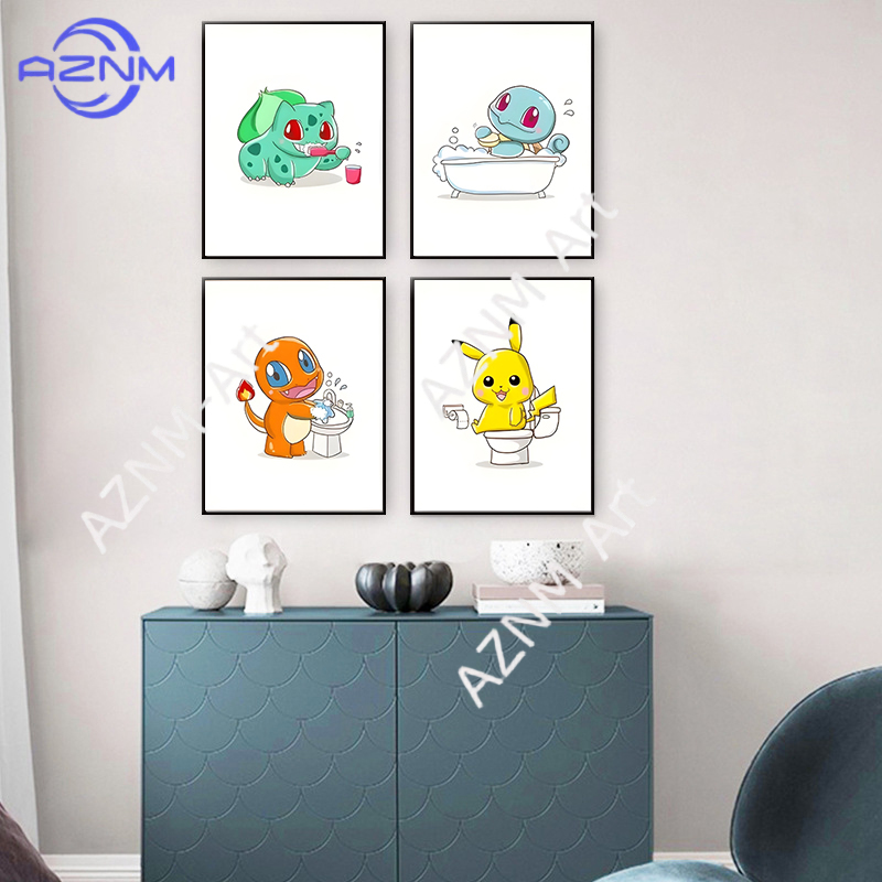 Pokemon Cartoon Funny Canvas P - đánh giá và giá Home Bathroom Pictures