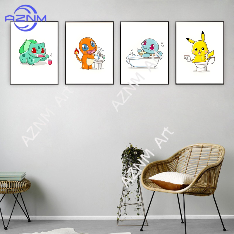 Pokemon Cartoon Funny Canvas P - đánh giá và giá Home Bathroom Pictures